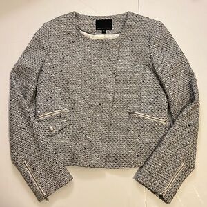 Banana Republic tweed moto jacket with zipper details